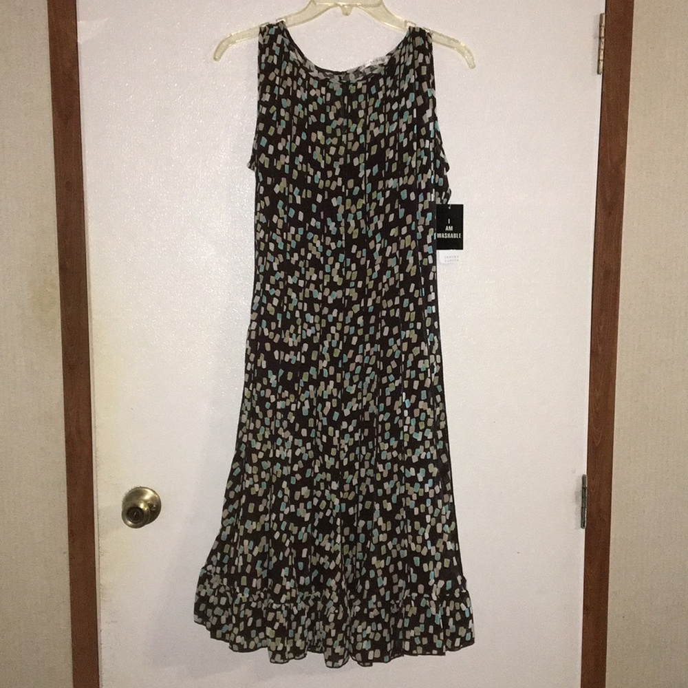 Sandra Darren sleeveless brown print dress size 8